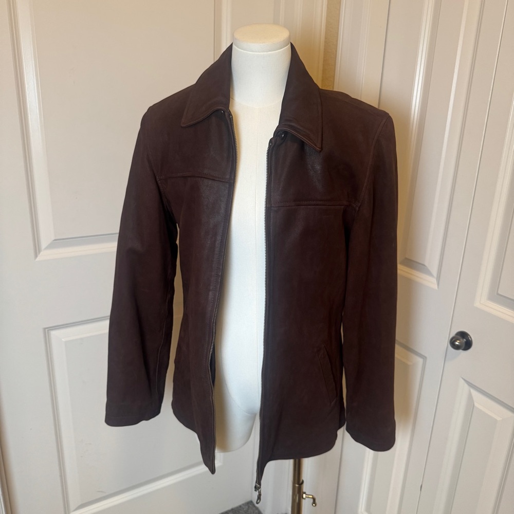 Adventure Bound Originals Mens M Brown Suede Leather Jacket Zip Thinsulate Liner